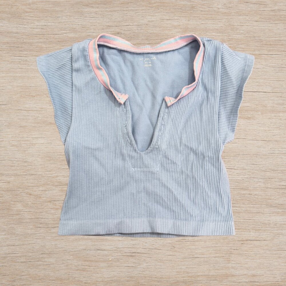 Out from Under Baby Blue/Pink Crop Top Seamless Women's Size XS Urban Outfitters